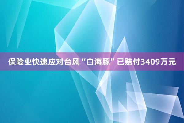 保险业快速应对台风“白海豚”已赔付3409万元