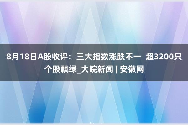 8月18日A股收评：三大指数涨跌不一  超3200只个股飘绿_大皖新闻 | 安徽网