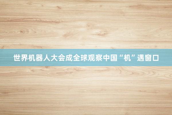 世界机器人大会成全球观察中国“机”遇窗口