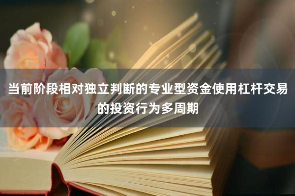 当前阶段相对独立判断的专业型资金使用杠杆交易的投资行为多周期