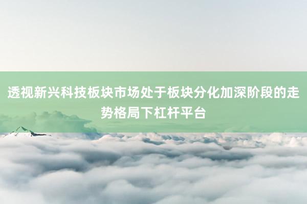 透视新兴科技板块市场处于板块分化加深阶段的走势格局下杠杆平台