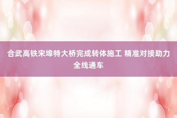 合武高铁宋埠特大桥完成转体施工 精准对接助力全线通车