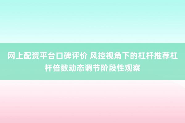 网上配资平台口碑评价 风控视角下的杠杆推荐杠杆倍数动态调节阶段性观察