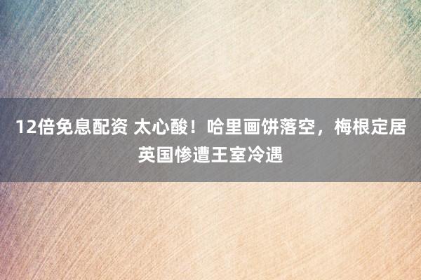 12倍免息配资 太心酸！哈里画饼落空，梅根定居英国惨遭王室冷遇
