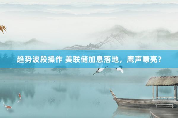 趋势波段操作 美联储加息落地，鹰声嘹亮？