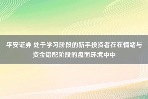 平安证券 处于学习阶段的新手投资者在在情绪与资金错配阶段的盘面环境中中
