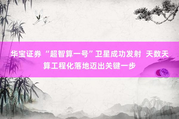 华宝证券 “超智算一号”卫星成功发射  天数天算工程化落地迈出关键一步