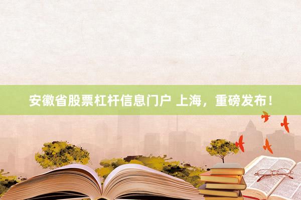 安徽省股票杠杆信息门户 上海，重磅发布！