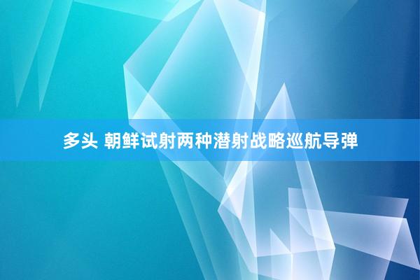 多头 朝鲜试射两种潜射战略巡航导弹