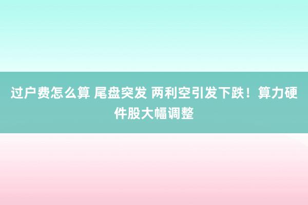 过户费怎么算 尾盘突发 两利空引发下跌！算力硬件股大幅调整